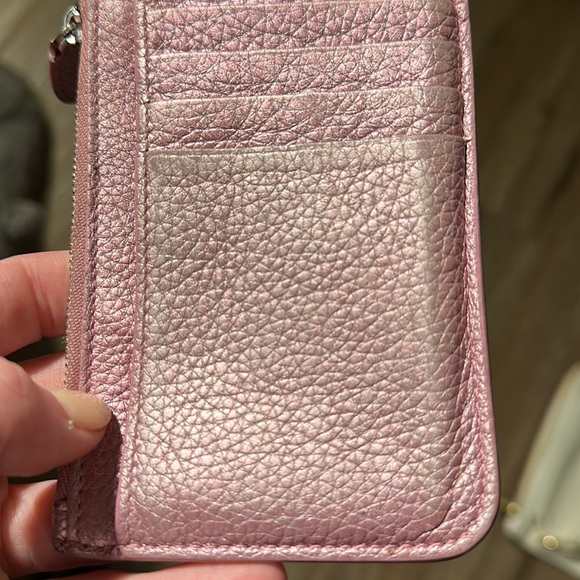 Balenciaga logo pink metallic zip card case minor flaw like rubbing pictured - Picture 9 of 9